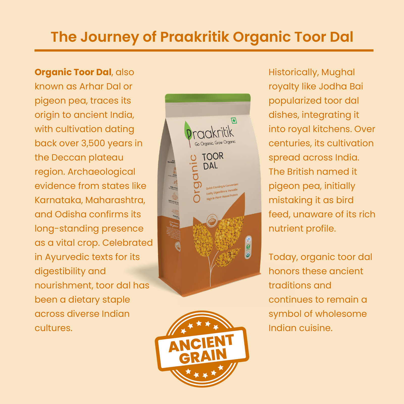 Praakritik Organic Tuvar Dal 500 G