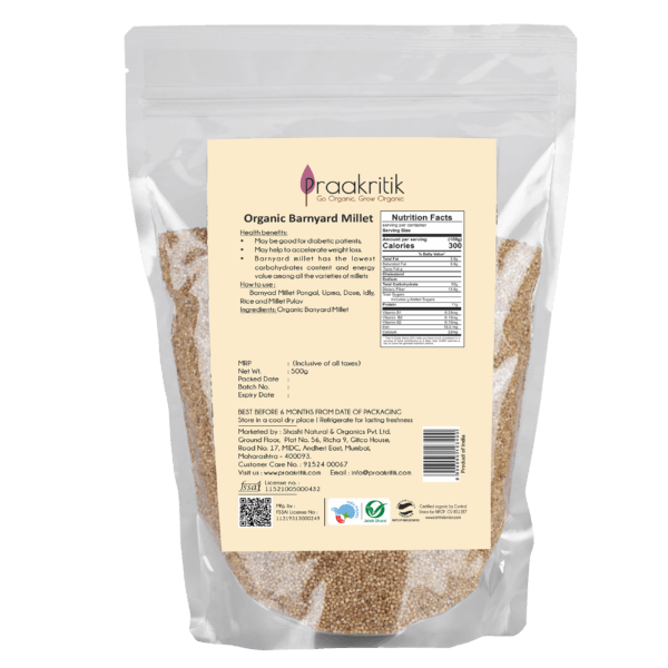Praakritik Organic Farms Barnyard Millet (Sanva) 500g