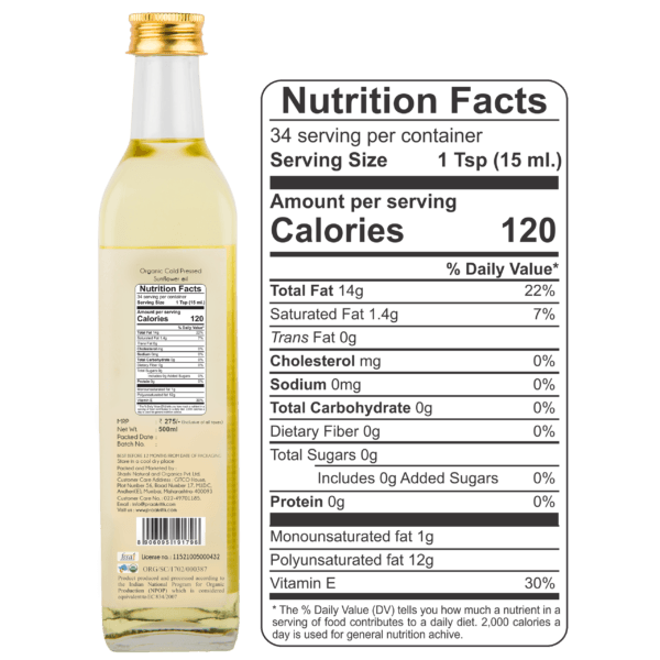 Praakritik Organic Sunflower Oil 500 ml