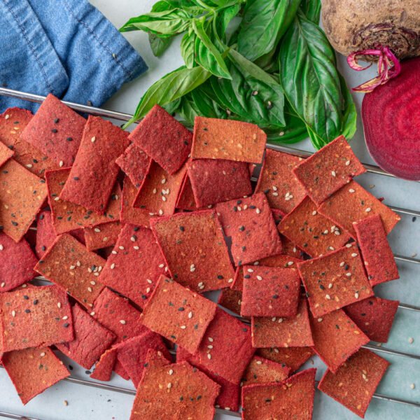 Bites of Bliss Beet Oat Crackers