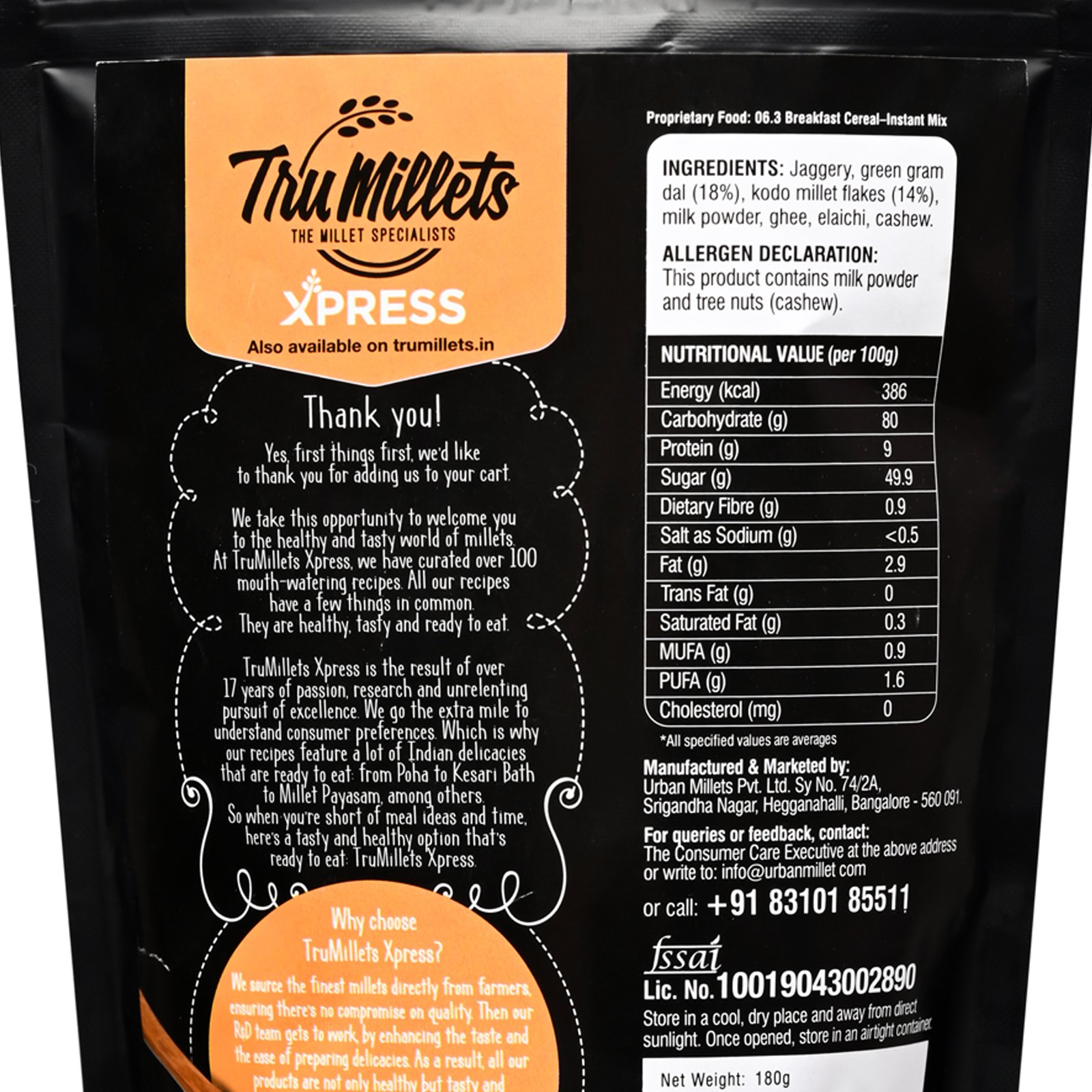 Trumillets MILLET PAYASAM, 180 gm (Pack of 1)